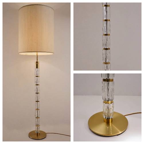 Kalmar floor lamp Brutalist glass & brass, 1970`s ca, German